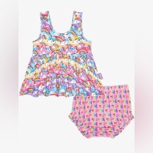 POSH PEANUT X LISA FRANK MARKIE MAGIC UNICORN SLEEVELESS PEPLUM BUMMIE SET